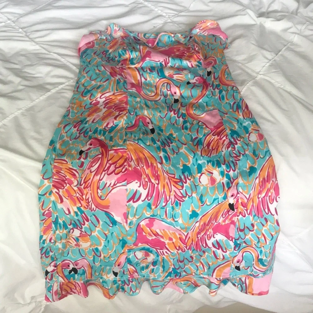 🌿Lilly Pulitzer strapless Eat & Peel flamingle dress, size 2🌿 - Picture 3 of 10